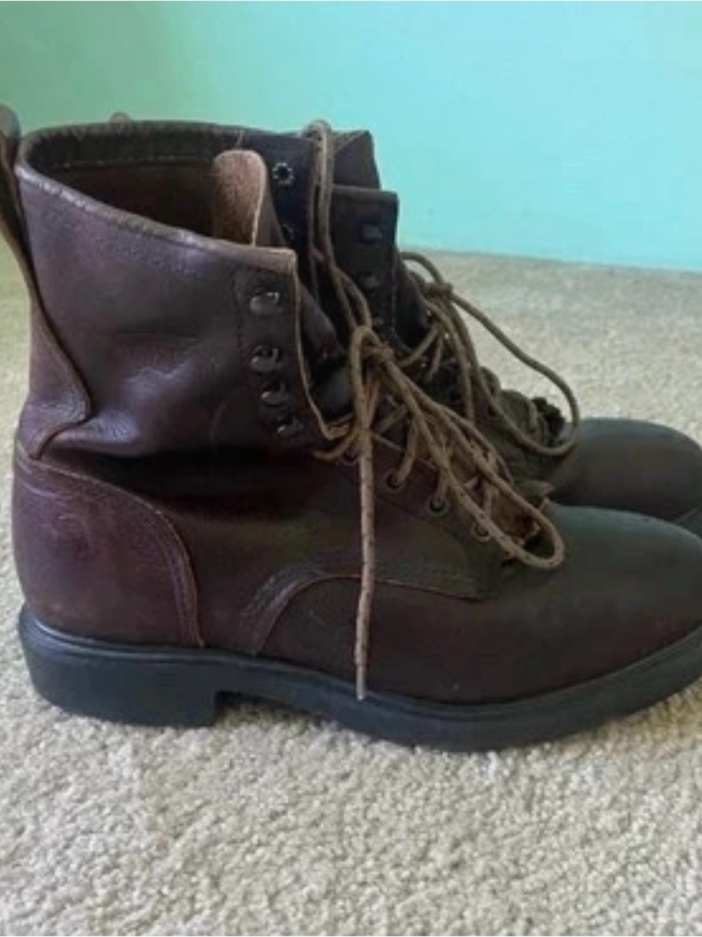 Red Wing Shoes Dark Brown Leather Lace-Up Work Boots
